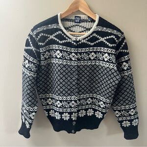 Gap vintage 100 % wool cropped fair isle sweater M